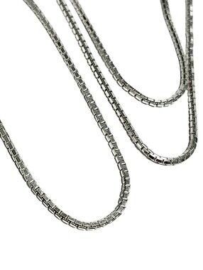 Sterling Silver Box chain Necklace 18" Italy